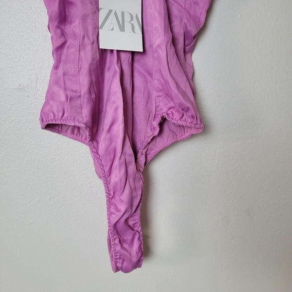 NWT ZARA  SATIN-EFFECT STRAPPY BODYSUIT Pink Size Small Ref 4661/480 - Picture 10 of 14